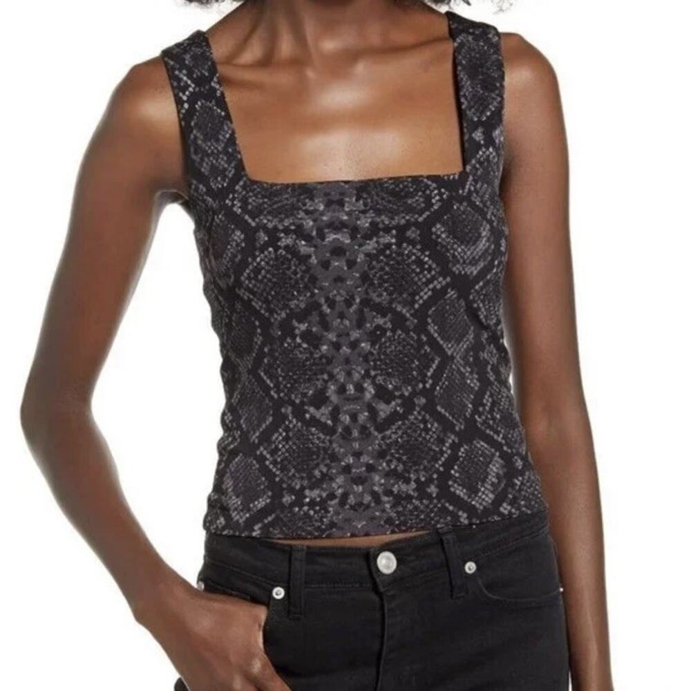 Leith Tank Top Womens‎ Size XL Snakeskin Square Neck From Nordstrom